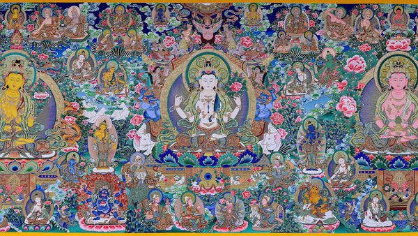 Thangka "The Three Essences of Bodhisattvas": Touching the Spiritual Universe of Tibetan Buddhism through Color and Line
