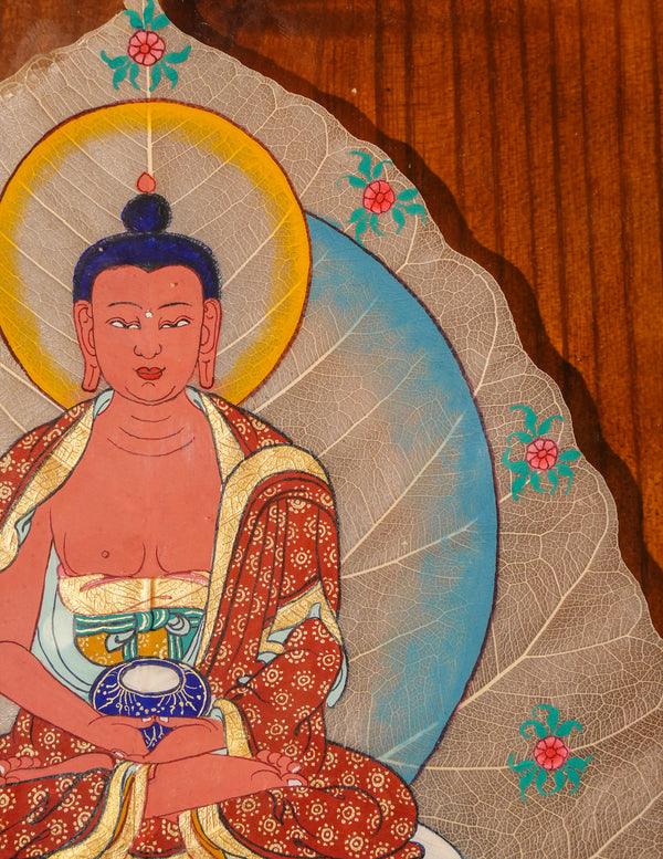 Amitabha Buddha Bodhi Leaf Thangka Pictrue Frame/ Tabletop Decor/ Desk Decor/ Decor/ Wall Art