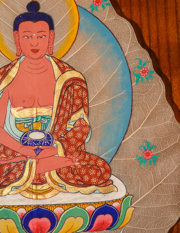 Amitabha Buddha Bodhi Leaf Thangka Pictrue Frame/ Tabletop Decor/ Desk Decor/ Decor/ Wall Art