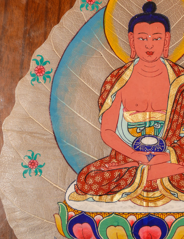 Amitabha Buddha Bodhi Leaf Thangka Pictrue Frame/ Tabletop Decor/ Desk Decor/ Decor/ Wall Art