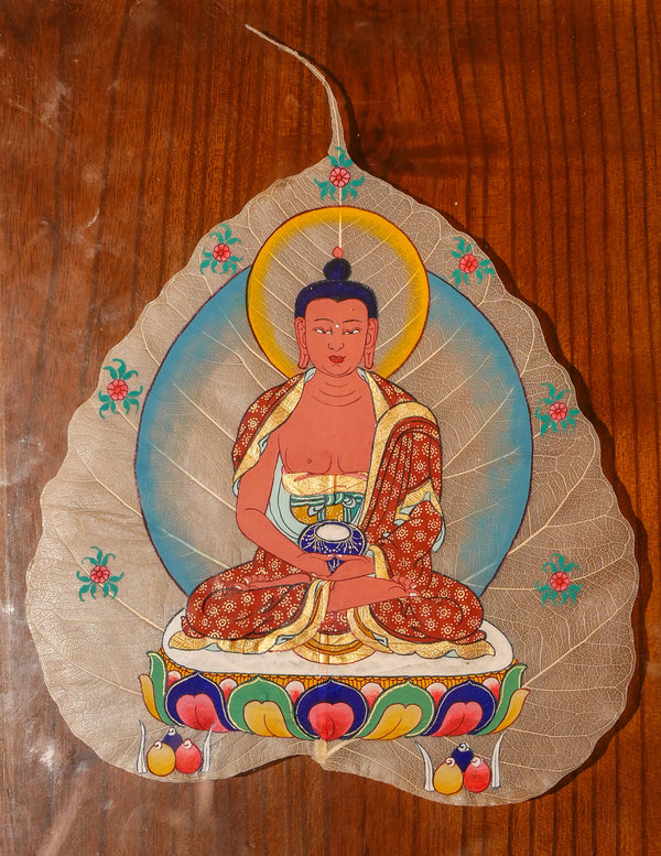 Amitabha Buddha Bodhi Leaf Thangka Pictrue Frame/ Tabletop Decor/ Desk Decor/ Decor/ Wall Art