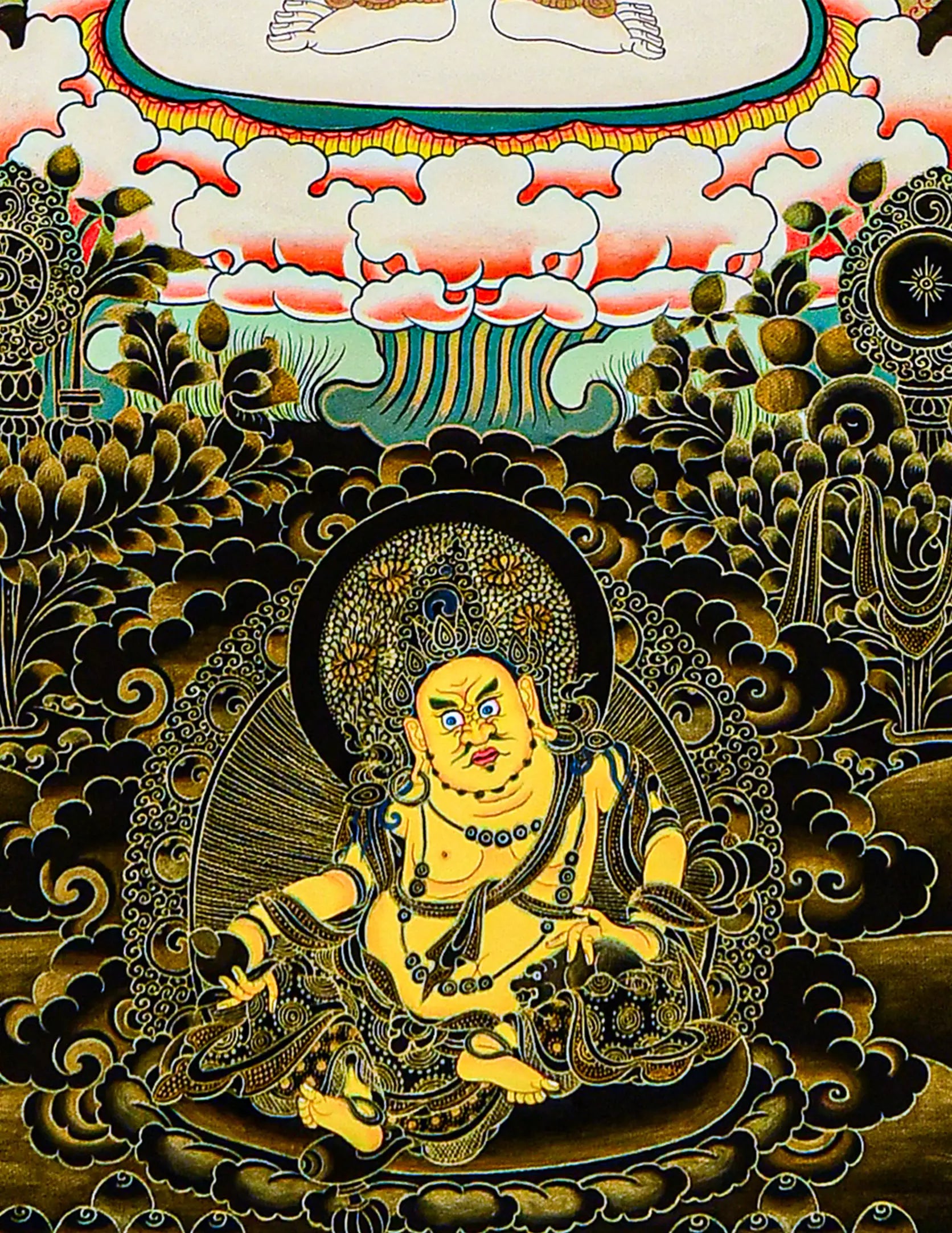 Thousand-Armed Thousand-Eyed Chenrezig Buddha Black-Gold Thangka Art