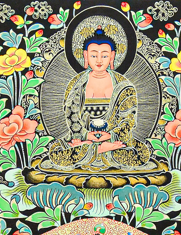 Thousand-Armed Thousand-Eyed Chenrezig Buddha Black-Gold Thangka Art