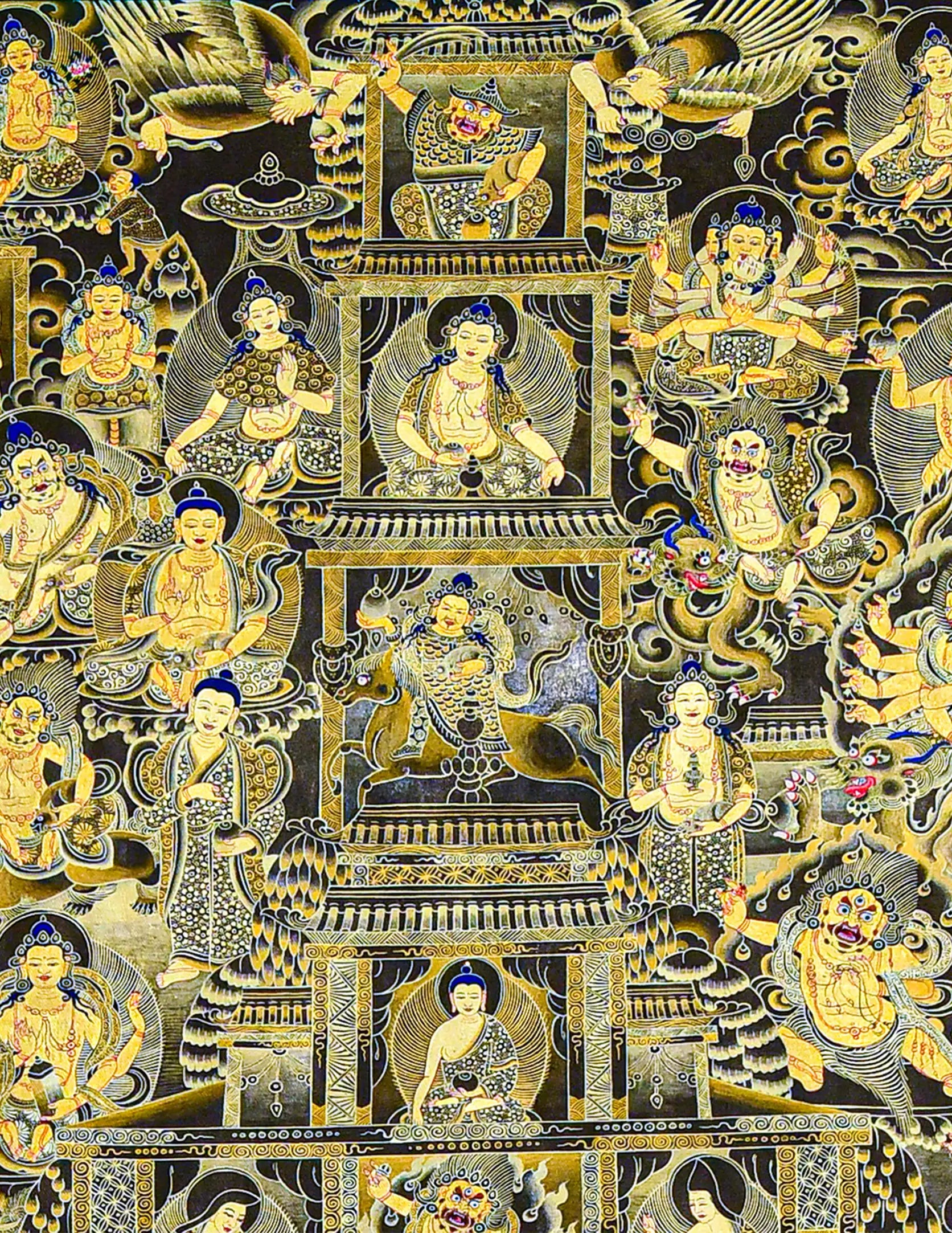 Jambhala Black-Gold Thangka Art