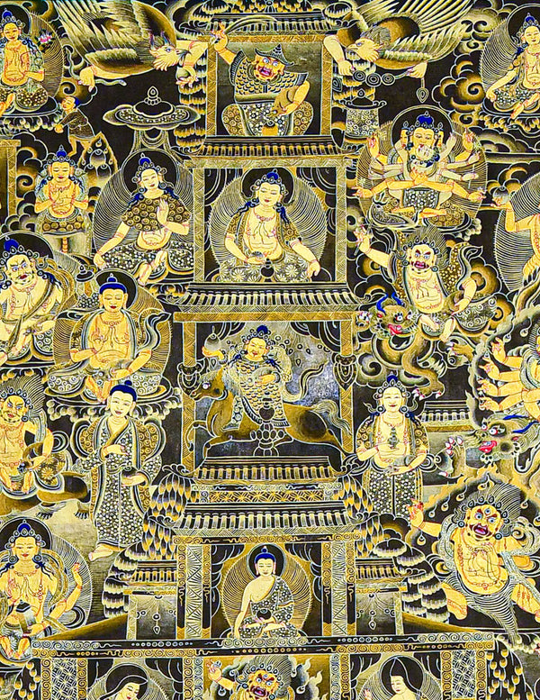 Jambhala Black-Gold Thangka Art