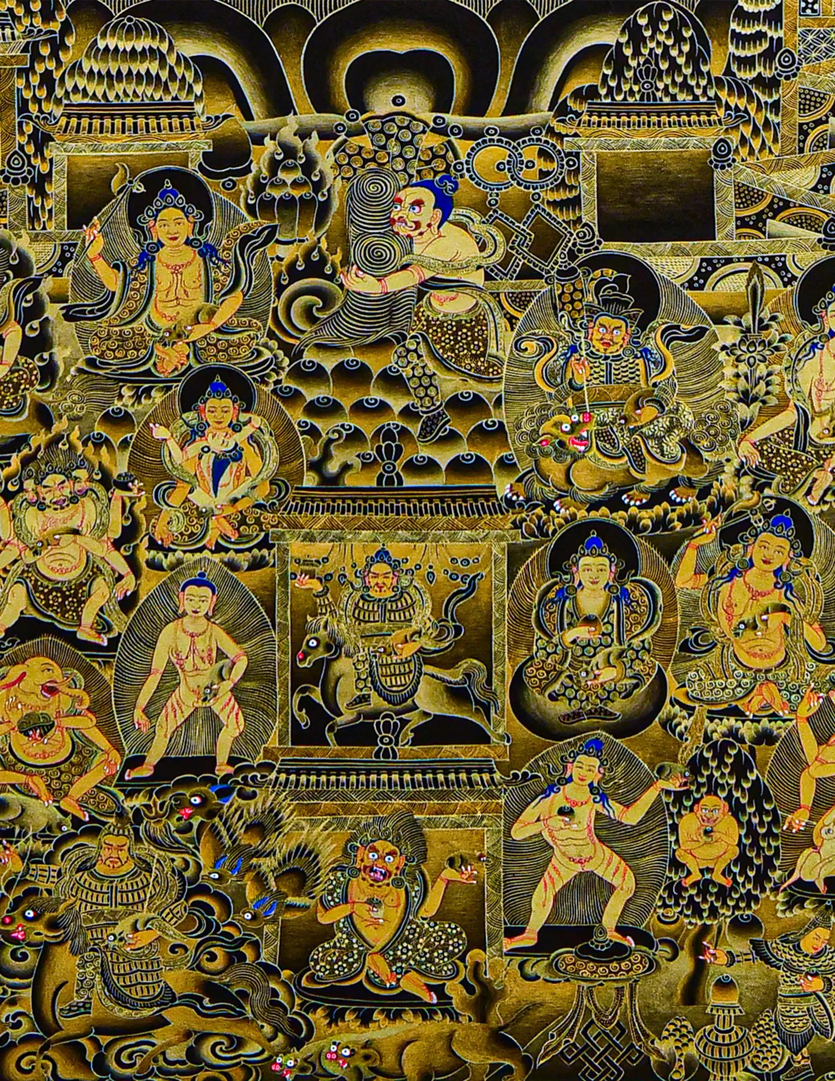 Jambhala Black-Gold Thangka Art