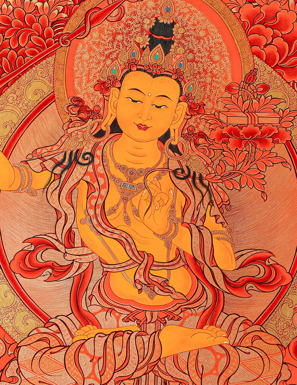 Manjushri Buddha Red Thangka Art