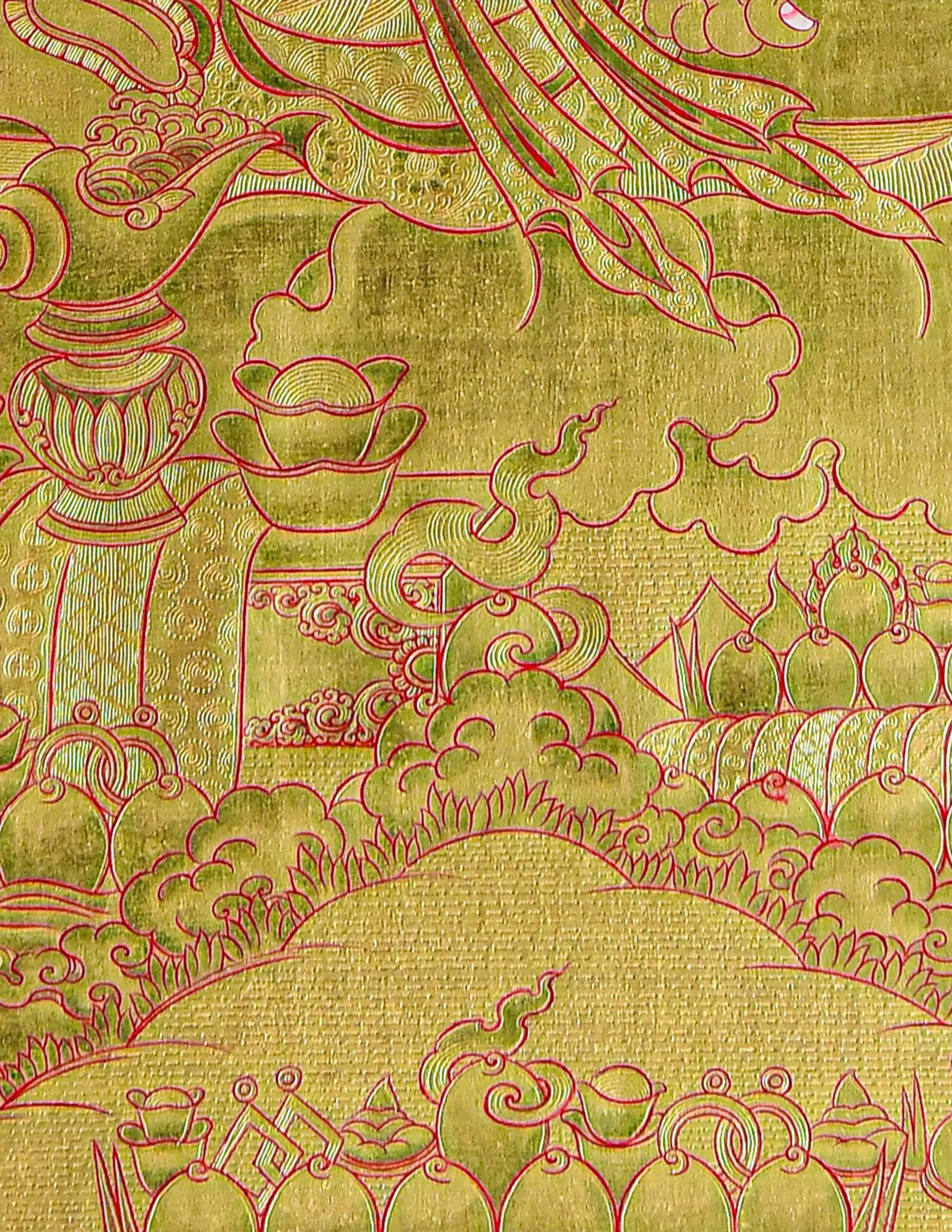 Yellow Dzambala Gold Thangka Art