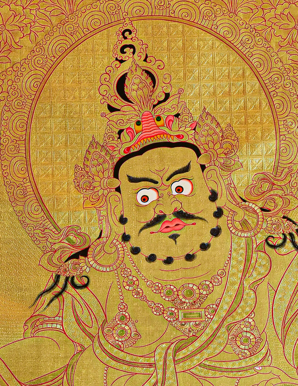 Yellow Dzambala Gold Thangka Art