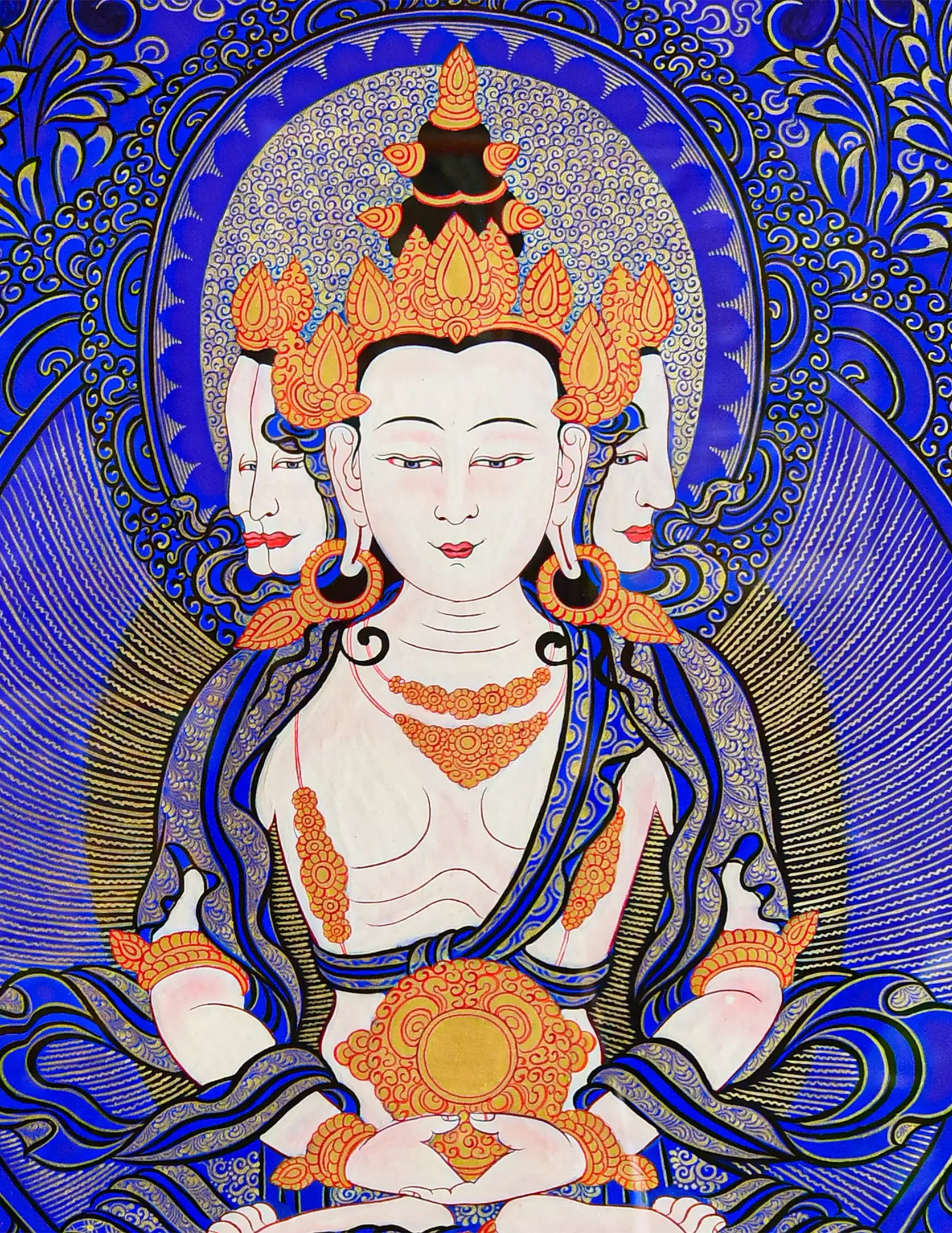 Mahavairocana Buddha Blue Thangka Art