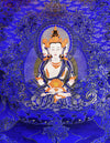 Mahavairocana Buddha Blue Thangka Art