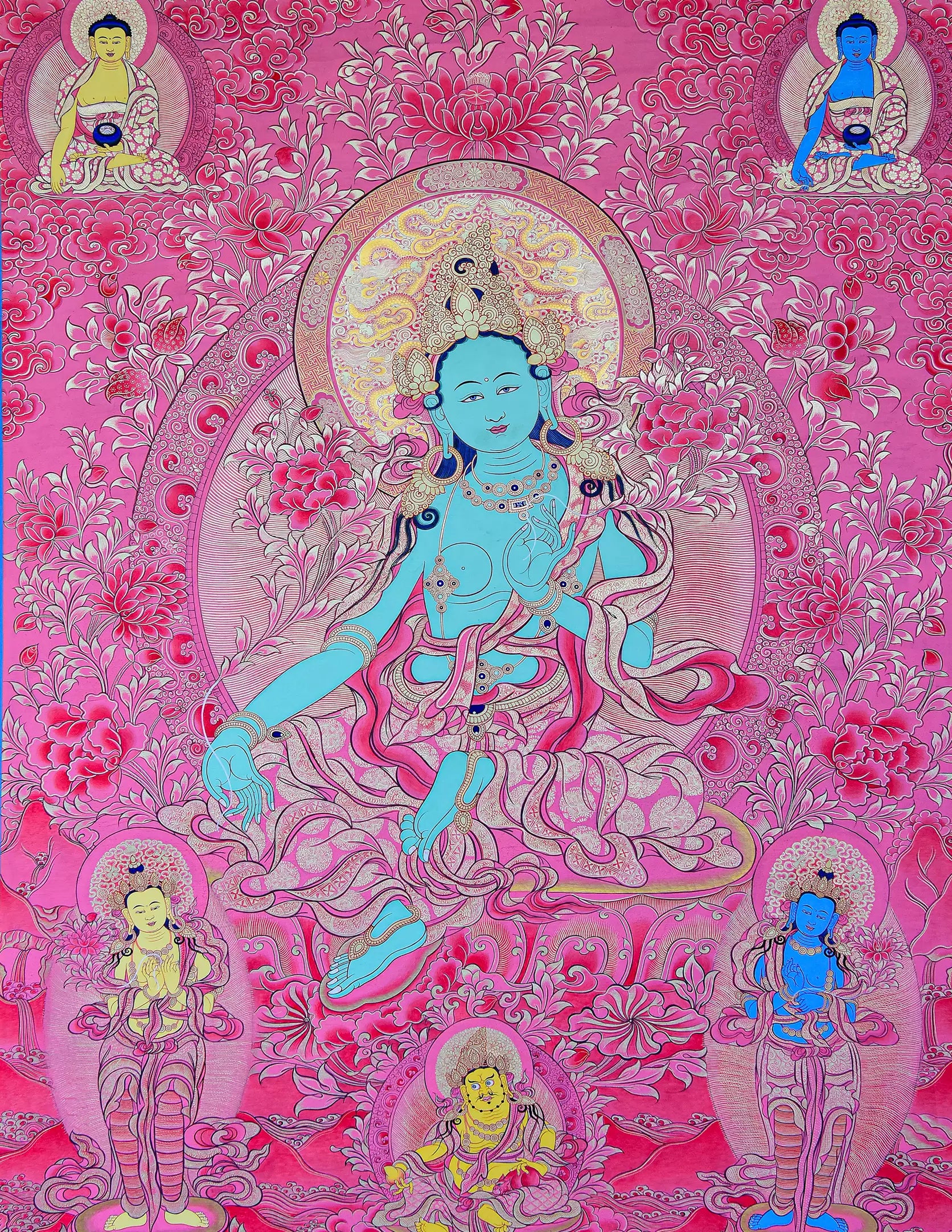 Green Tara Red Thangka Art