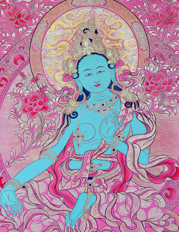 Green Tara Red Thangka Art