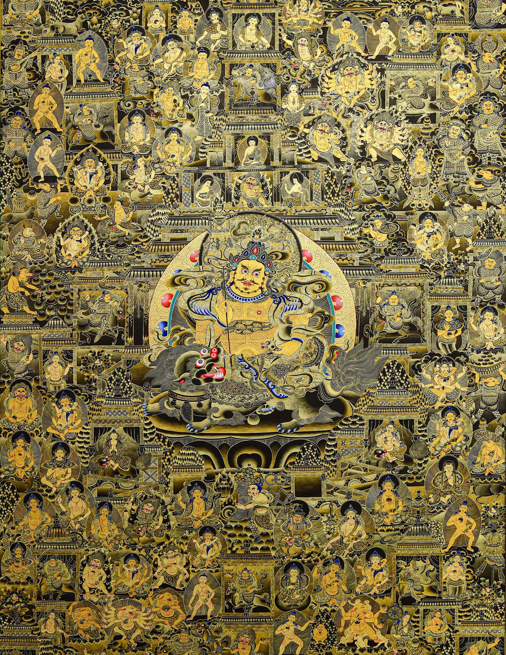 Jambhala Black-Gold Thangka Art
