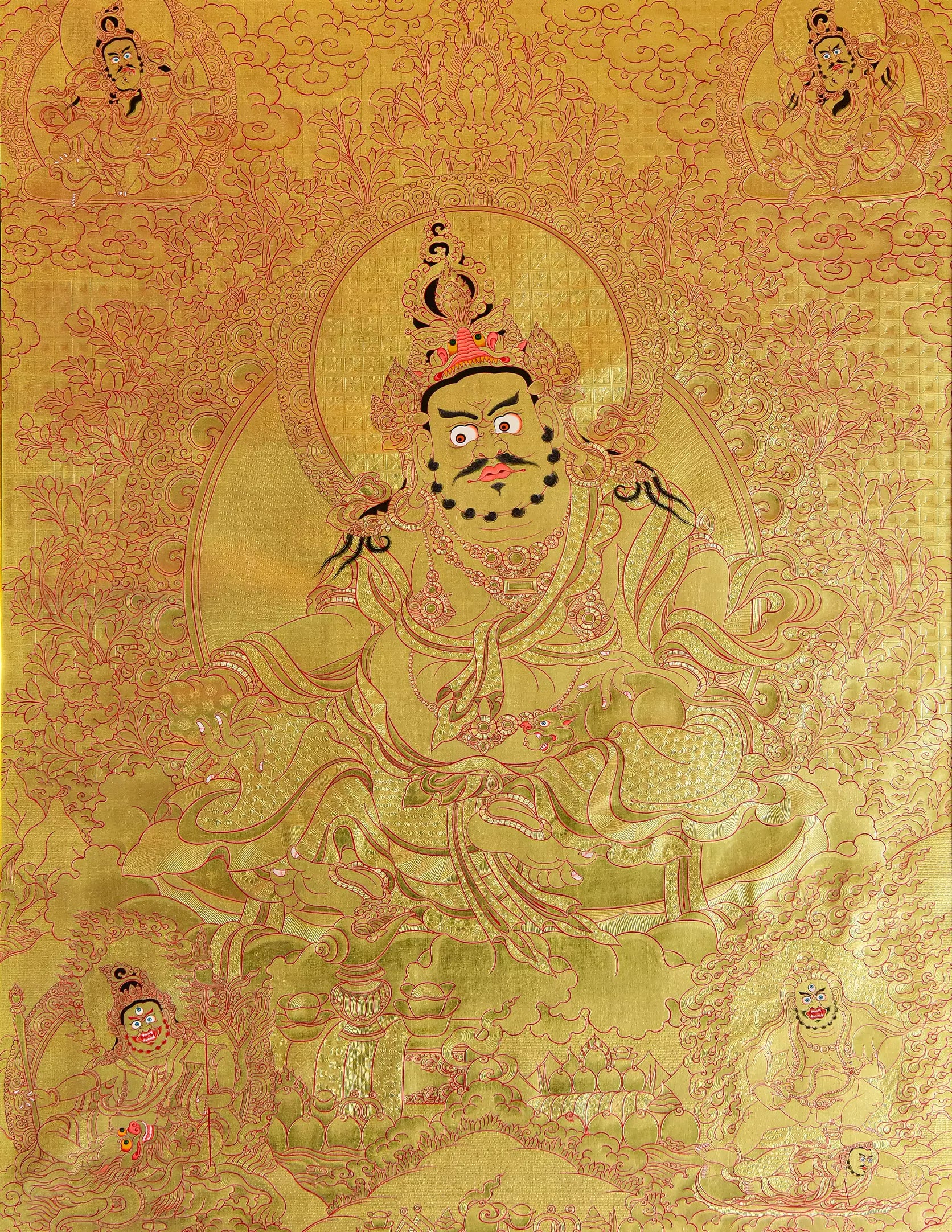 Yellow Dzambala Gold Thangka Art