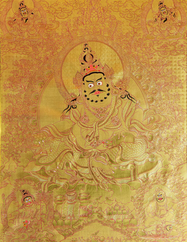 Yellow Dzambala Gold Thangka Art