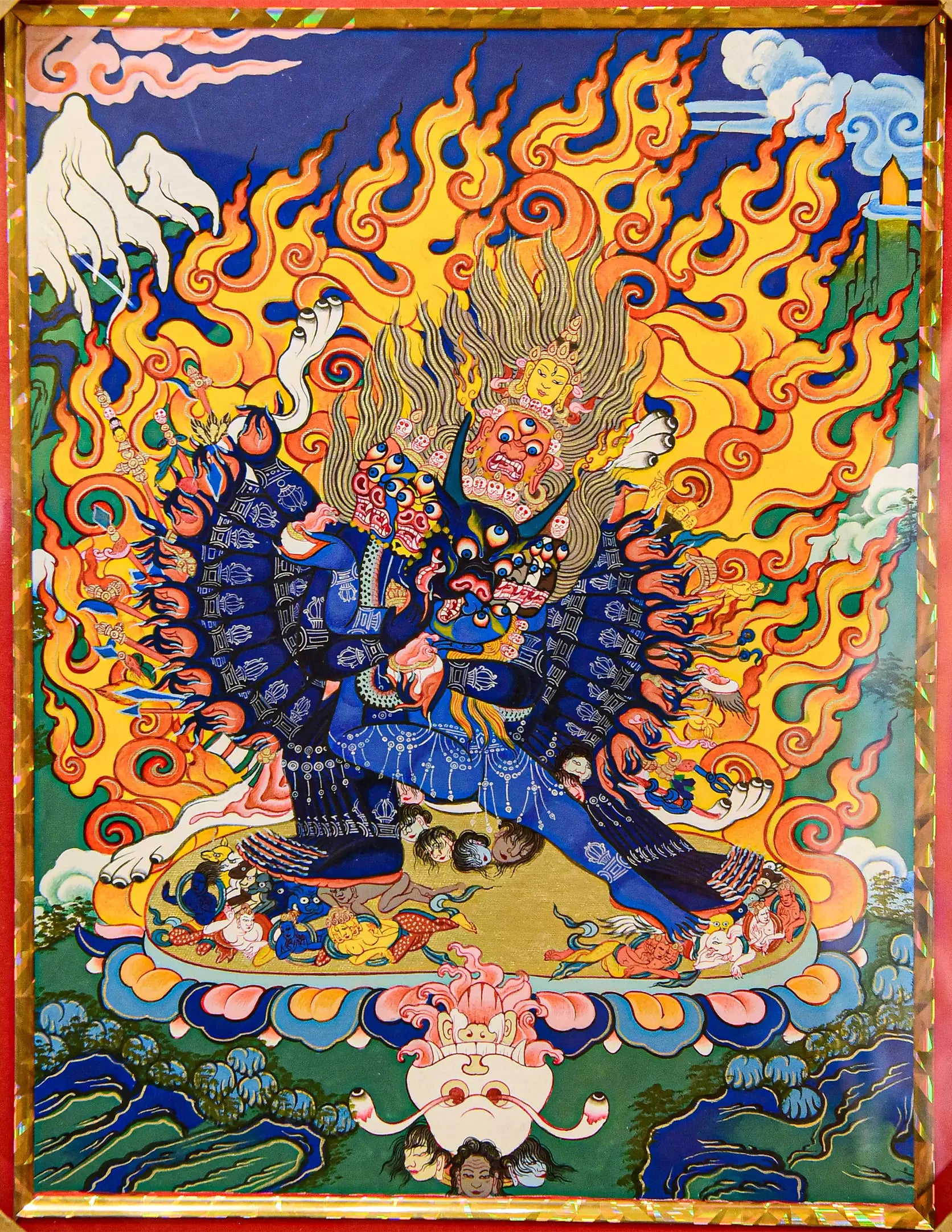 Yamantaka Masterpiece Thangka Pictrue Frame/ Tabletop Decor/ Desk Decor/ Decor/ Wall Art