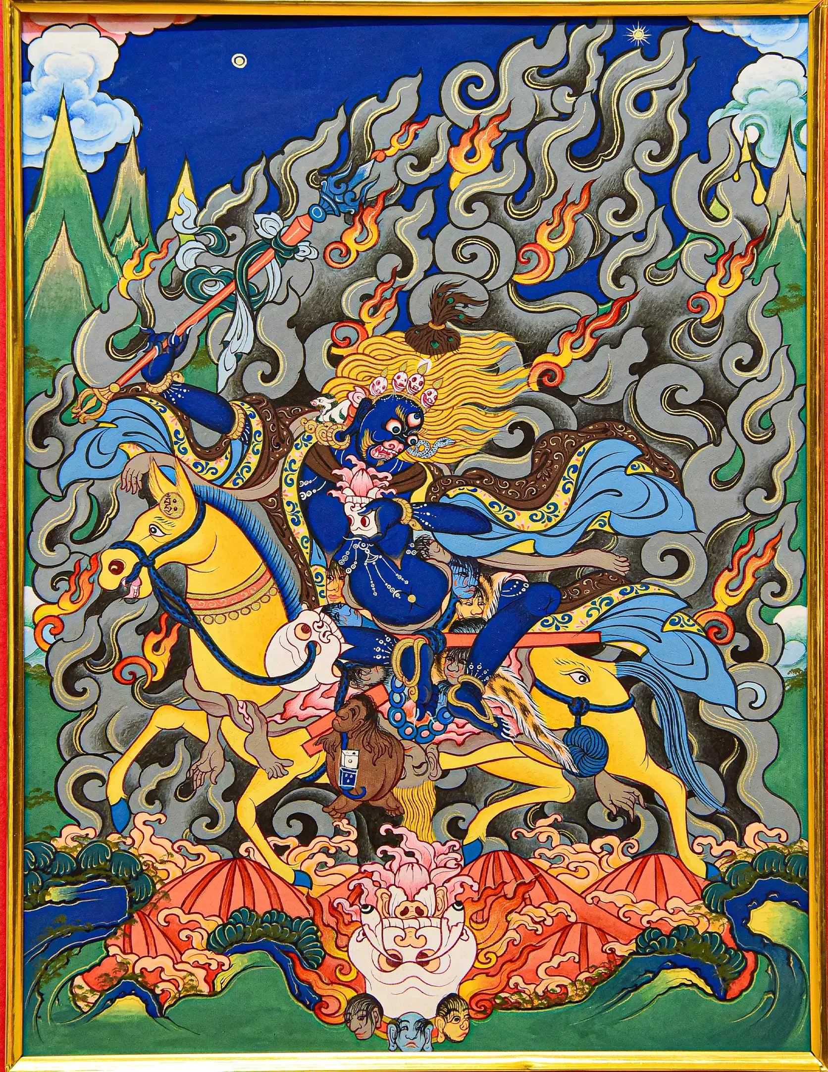 Goddess palden Lhamo Thangka Pictrue Frame/ Tabletop Decor/ Desk Decor/ Decor/ Wall Art