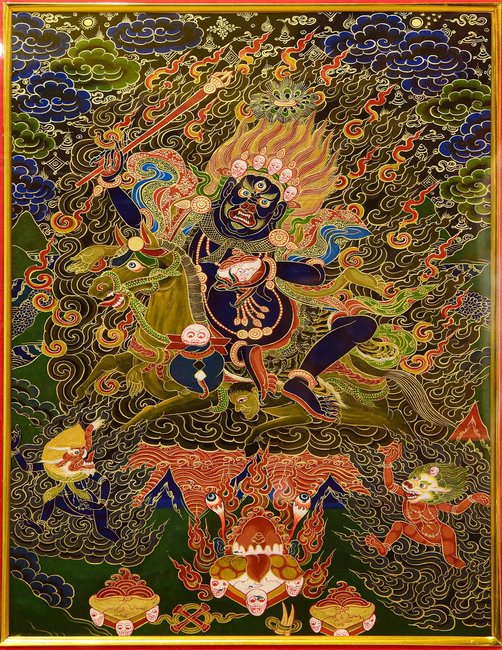 Goddess palden Lhamo Thangka Pictrue Frame/ Tabletop Decor/ Desk Decor/ Decor/ Wall Art