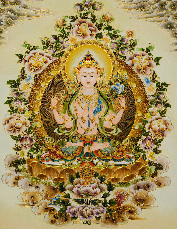Chenrezig Buddha Filligree Thangka/ Wall hangings/ Desktop decorations/ Decor/ picture frame/ Wall Art/ Art Piece