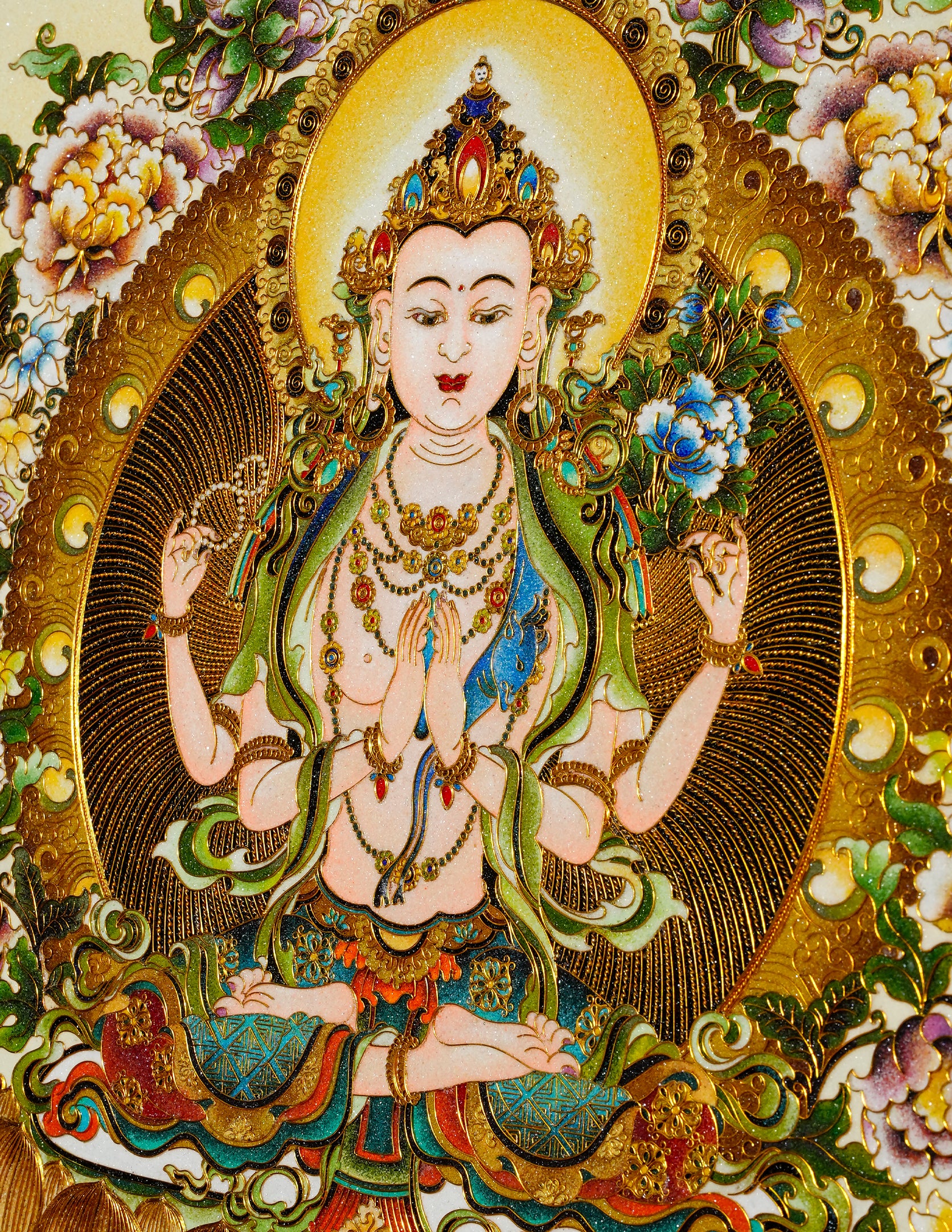 Chenrezig Buddha Filligree Thangka/ Wall hangings/ Desktop decorations/ Decor/ picture frame/ Wall Art/ Art Piece