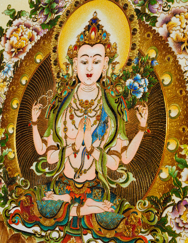 Chenrezig Buddha Filligree Thangka/ Wall hangings/ Desktop decorations/ Decor/ picture frame/ Wall Art/ Art Piece