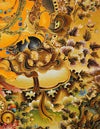 Yellow Dzambala Buddha Filligree Thangka Decor/ Wall Art/ Art Piece