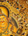 Yellow Dzambala Buddha Filligree Thangka Decor/ Wall Art/ Art Piece