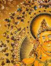 Yellow Dzambala Buddha Filligree Thangka Decor/ Wall Art/ Art Piece