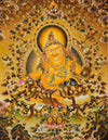 Yellow Dzambala Buddha Filligree Thangka Decor/ Wall Art/ Art Piece