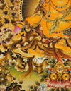 Yellow Dzambala Buddha Filligree Thangka Decor/ Wall Art/ Art Piece