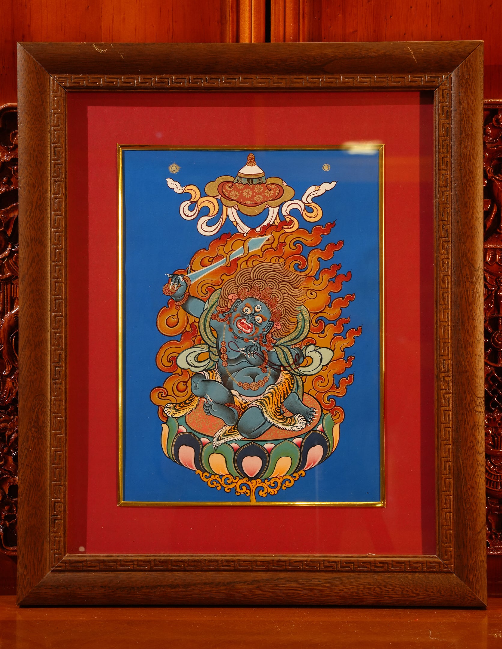 Mahakala thangka/ Pictrue Frame/ Tabletop Decor/ Desk Decor/ Decor/ Wall Art TM030002
