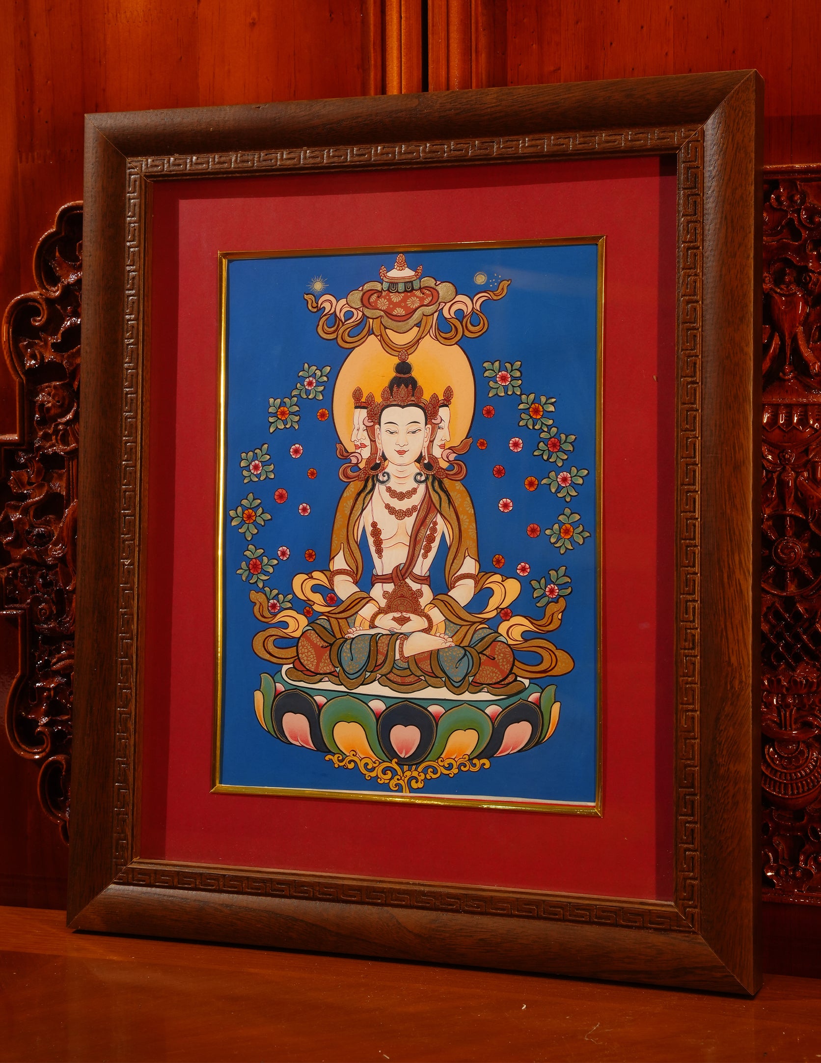 Mahavairocana Buddha thangka Pictrue Frame/ Tabletop Decor/ Desk Decor/ Decor/ Wall Art