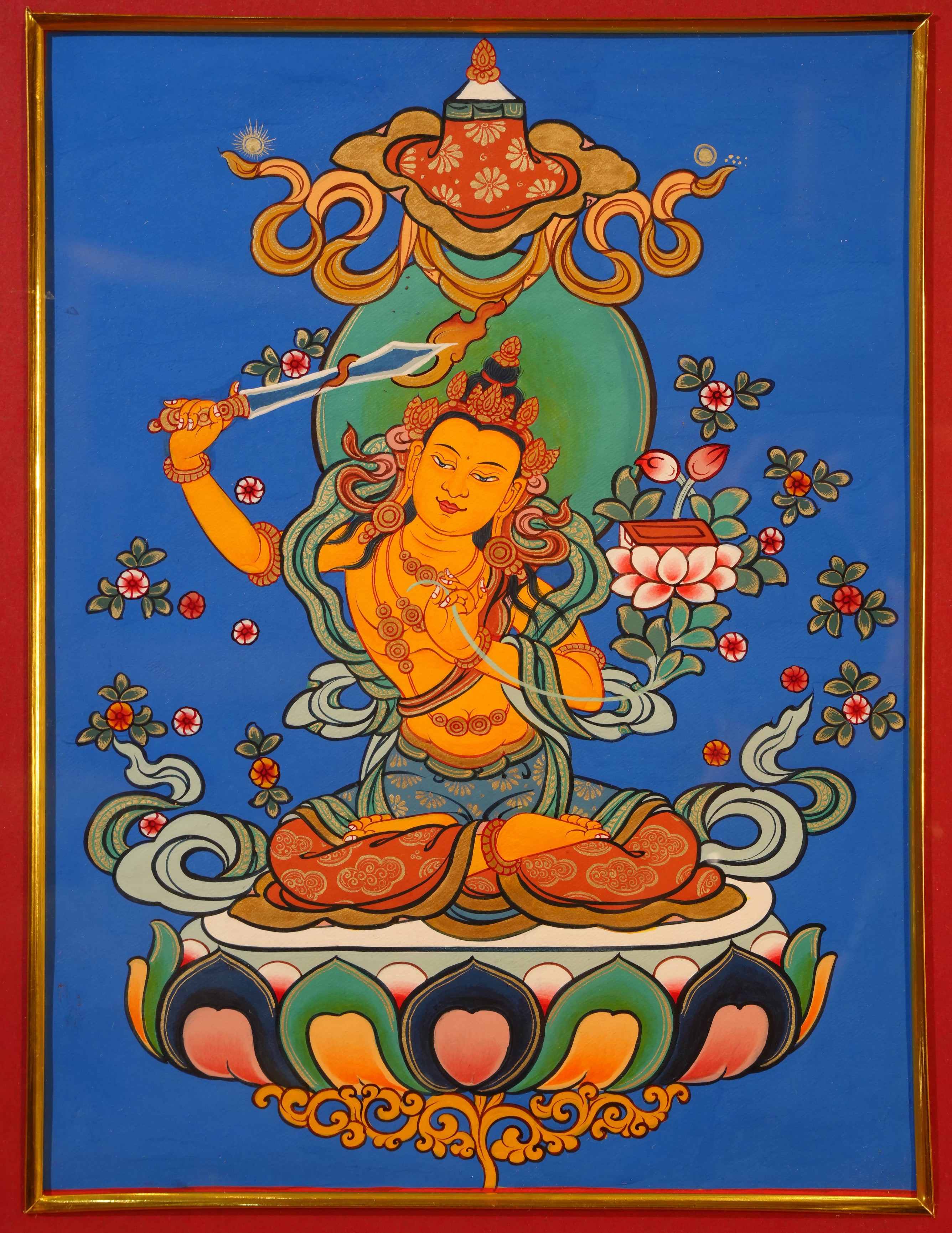 Manjushri  Buddha Thangka Pictrue Frame/ Tabletop Decor/ Desk Decor/ Decor/ Wall Art