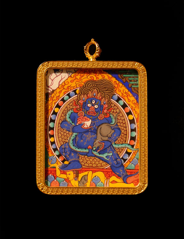 Mahakala thangka/ Pendant/ Locket/ Necklace/ Portable/ GauBOX/ Buddha amulet/ Carry-on/ Travel friendly