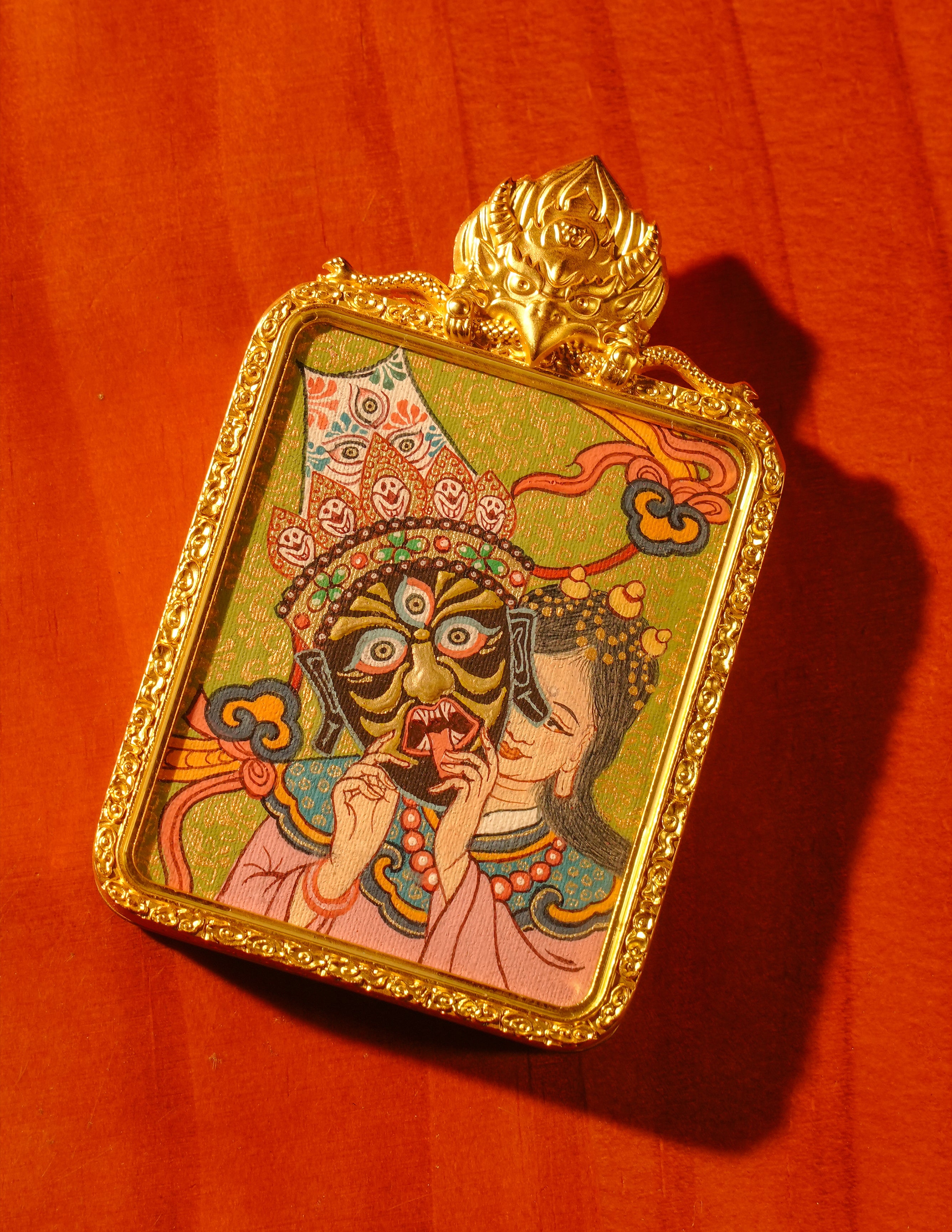 Zakiram's past and present life Thangka/ Pendant/ Locket/ Necklace/ Portable/ Gau BOX/ Carry-on/ Travel Friendly TS030001