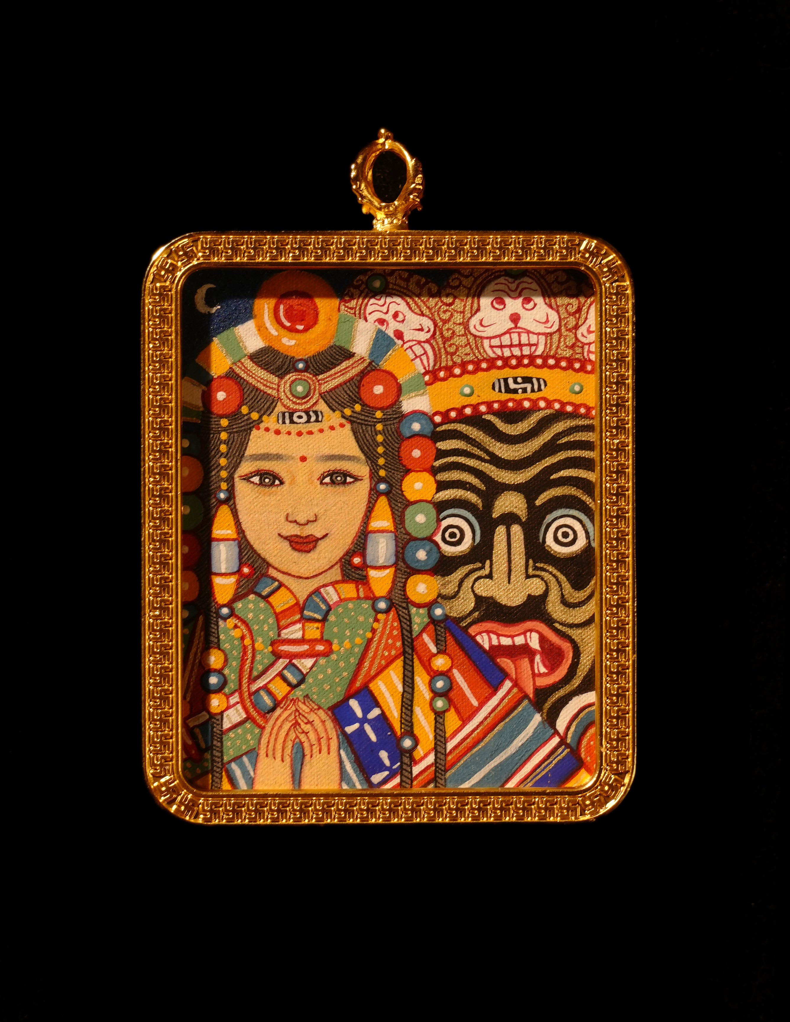 Zakiram's past and present life Thangka/ Pendant/ Locket/ Necklace/ Portable/ Gau BOX/ Carry-on/ Travel Friendly TS030002