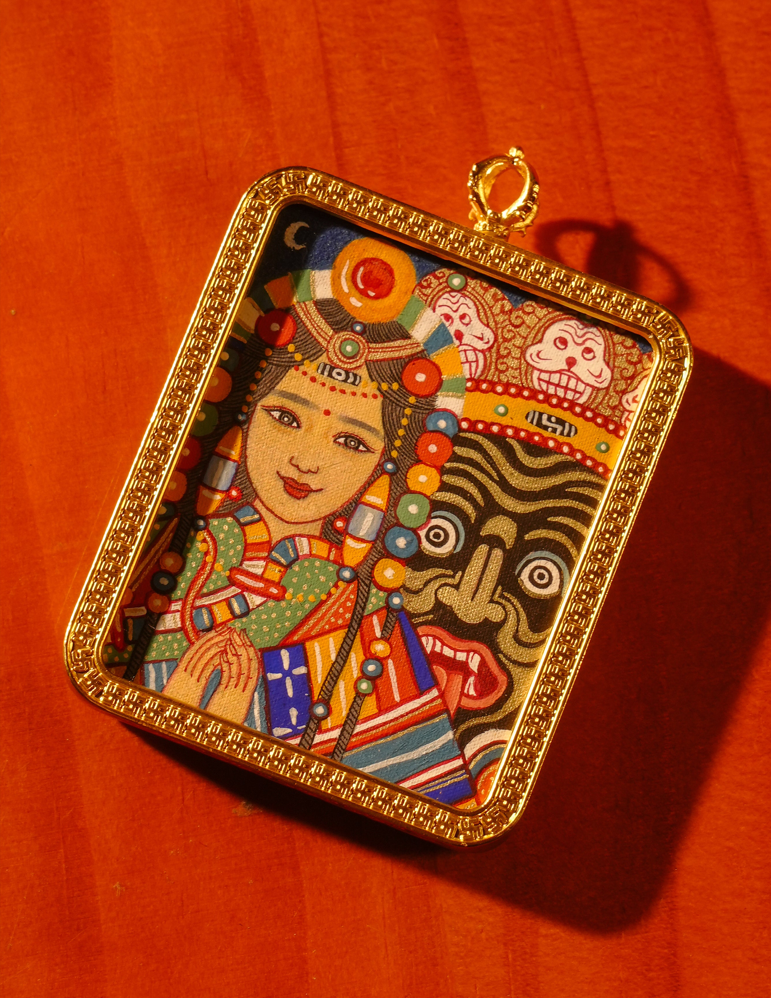 Zakiram's past and present life Thangka/ Pendant/ Locket/ Necklace/ Portable/ Gau BOX/ Carry-on/ Travel Friendly TS030002