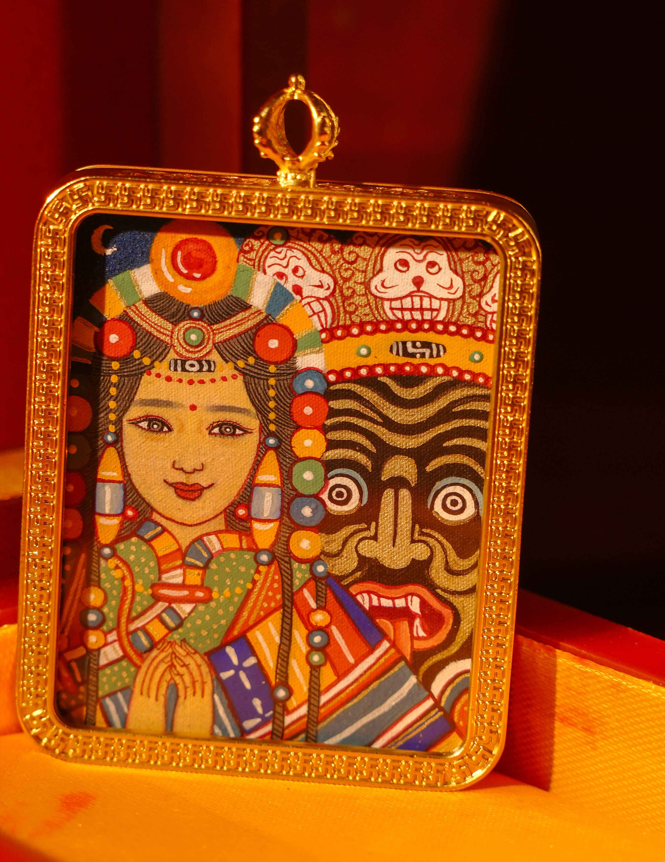 Zakiram's past and present life Thangka/ Pendant/ Locket/ Necklace/ Portable/ Gau BOX/ Carry-on/ Travel Friendly TS030002
