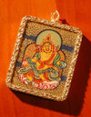 Yellow  Dzambala  Thangka Pendant/ Locket/ Necklace/ Portable/ GauBOX/ Buddha amulet/ Carry-on/ Travel friendly TS040001
