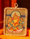Yellow  Dzambala  Thangka Pendant/ Locket/ Necklace/ Portable/ GauBOX/ Buddha amulet/ Carry-on/ Travel friendly TS040001