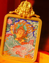 Yellow Dzambala Thangka Pendant/ Locket/ Necklace/ Portable/ GauBOX/ Buddha amulet/ Carry-on/ Travel friendly TS040004
