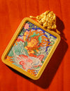 Yellow Dzambala Thangka Pendant/ Locket/ Necklace/ Portable/ GauBOX/ Buddha amulet/ Carry-on/ Travel friendly TS040004