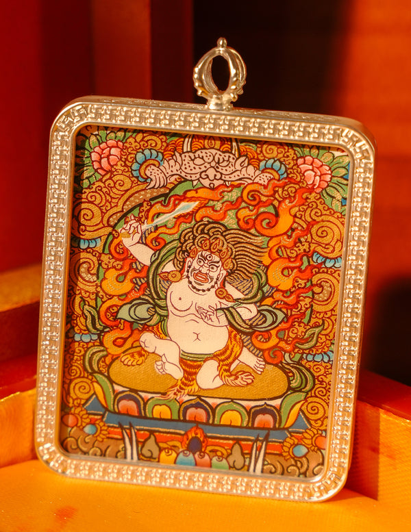 Mahakala thangka/ Pendant/ Locket/ Necklace/ Portable/ GauBOX/ Buddha amulet/ Carry-on/ Travel friendly TS050004