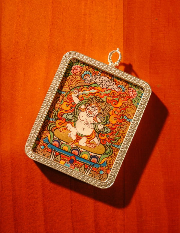 Mahakala thangka/ Pendant/ Locket/ Necklace/ Portable/ GauBOX/ Buddha amulet/ Carry-on/ Travel friendly TS050004