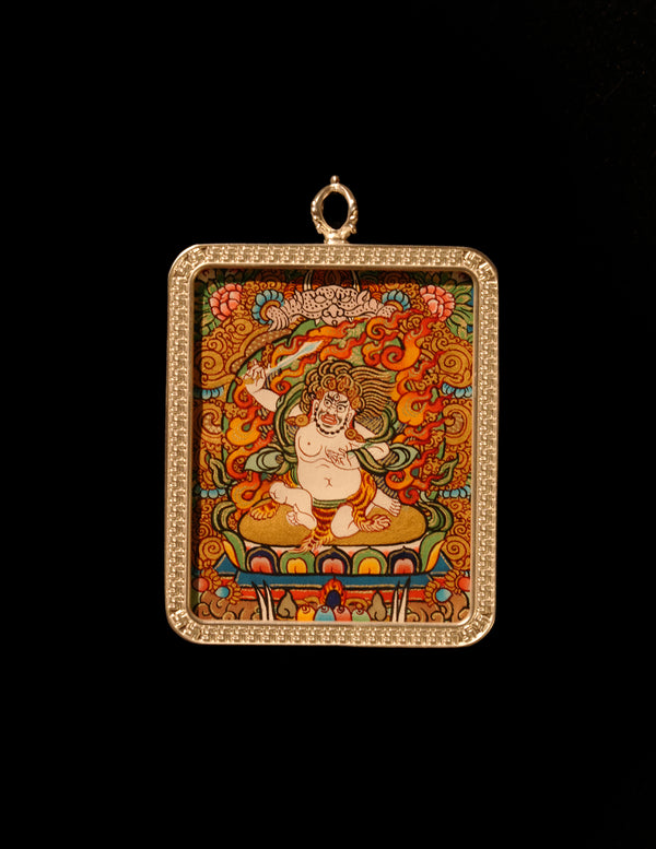 Mahakala thangka/ Pendant/ Locket/ Necklace/ Portable/ GauBOX/ Buddha amulet/ Carry-on/ Travel friendly TS050004