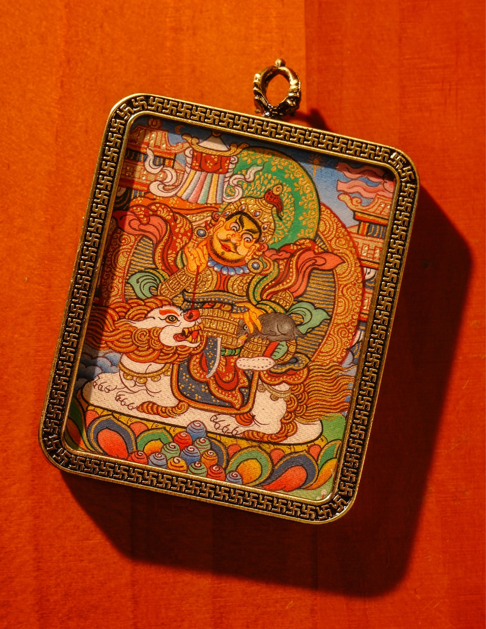 Jambhala Thangka Pendant/ Locket/ Necklace/ Portable/ GauBOX/ Buddha amulet/ Carry-on/ Travel friendly