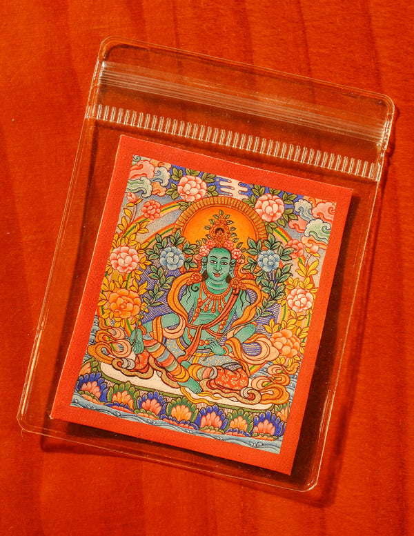 Green Tara thangka Pendant/ Locket/ Necklace/ Portable/ GauBOX/ Buddha amulet/ Carry-on/ Travel friendly TS070009