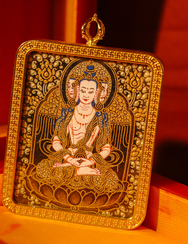 Mahavairocana  Buddha  thangka Pendant/ Locket/ Necklace/ Portable/ GauBOX/ Buddha amulet/ Carry-on/ Travel friendly