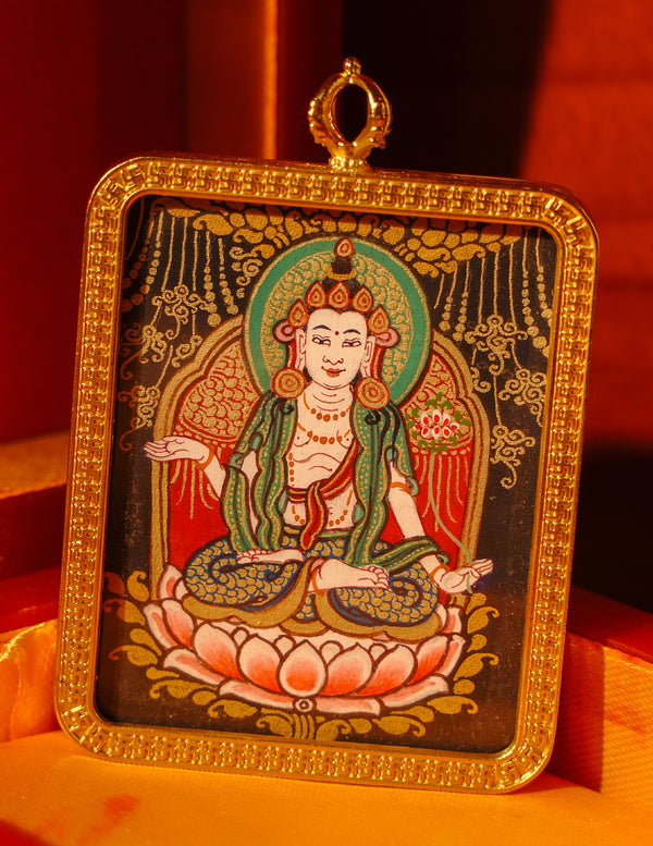 Mahasthamaprapta Buddha thangka Pendant/ Locket/ Necklace/ Portable/ GauBOX/ Buddha amulet/ Carry-on/ Travel friendly TS090002